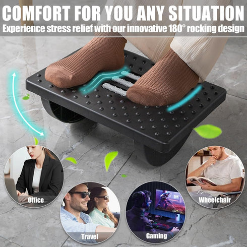 Ergonomic Foot Rest for Under Desk - Rocking Footstool with Roller Massager for Office Chair, Promote Leg Circulation