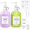 2 Pack Laundry Detergent Dispenser with Pump and Lid, 64 Oz Glass