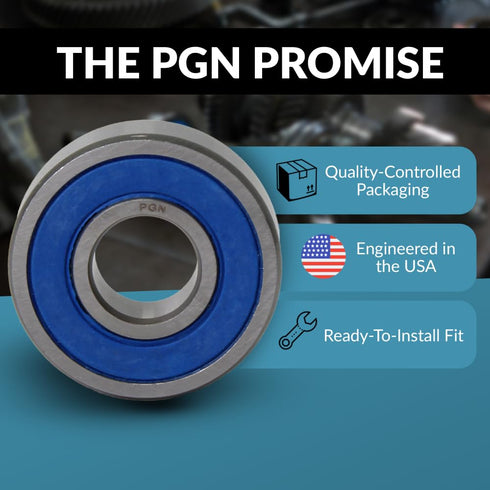 PGN (10 Pack) R6-2RS Bearing - Lubricated Chrome Steel Sealed Ball Bearing - 3/8" x 7/8" x 9/32 with Rubber Seal & High