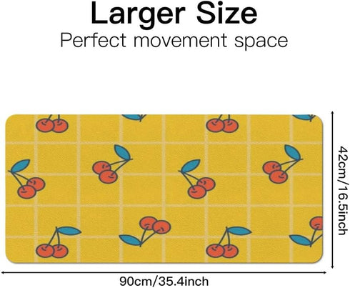 Generic 35. 4" 16. 5" Cute Cherry Yellow Plaid Desk Mat Multifunctional Large Mouse Pad for Desk, Waterproof Dual Sided