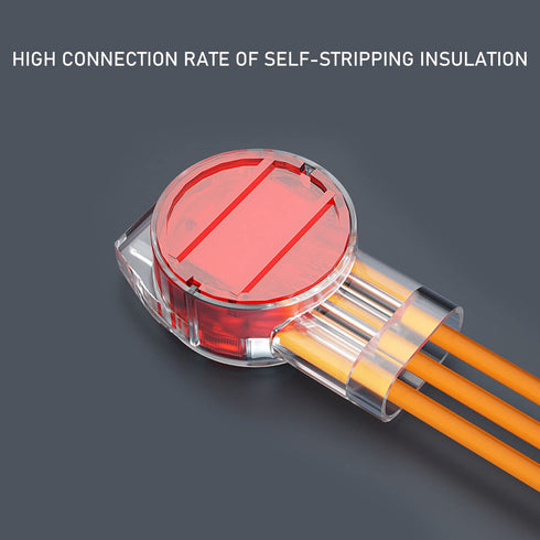 UR IDC Connector LUORNG, 100 PCS Red Clear Data Phone Wire Butt Splice 3 Ports Connectors