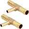 Metalwork Brass Reducing Hose Barb Splice T-Fitting, 3/8" x 5/16" x 3/8" Barbed (Pack of 2)