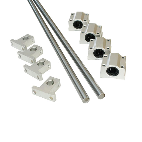 Linear Rail OD 8mm 300mm, 2PCS Optical Axis Linear Rail Shaft Rod with 4PCS Guide Support and 4PCS Ball Bearing
