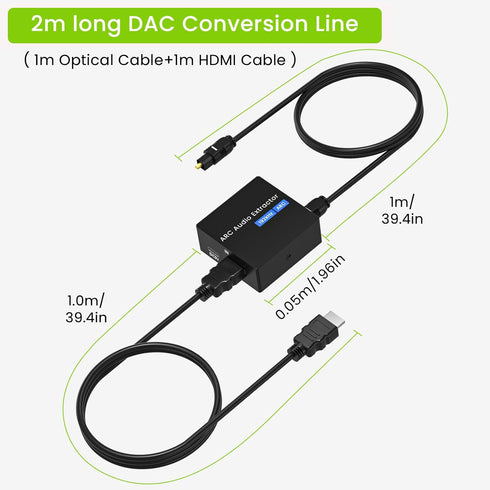 Tihokile 192KHz Toslink/Optical+3.5mm Speaker/Soundbar/Headset ARC Audio Extractor, HDMI ARC to AUX Output, HDMI