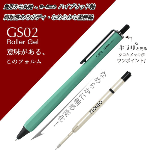 OHTO GS02 Roller Gel Pen – Retractable Needle Tip 0.5mm Fine Point, Pearl White Barrel, Ultra-Quick Drying Black Gel Ink