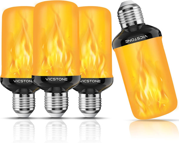 Upgraded LED Flame Light Bulbs, 4-Mode Flickering Light Bulbs, E26 27 Fire Light Bulb for Halloween, Christmas,