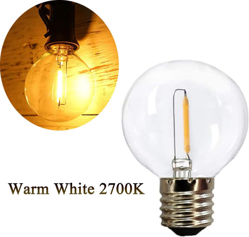 G40 Globe Replacement Bulbs C9/E17 Intermediate Base - 1W G40 Shatterproof LED Filament Warm White (15 Pack)