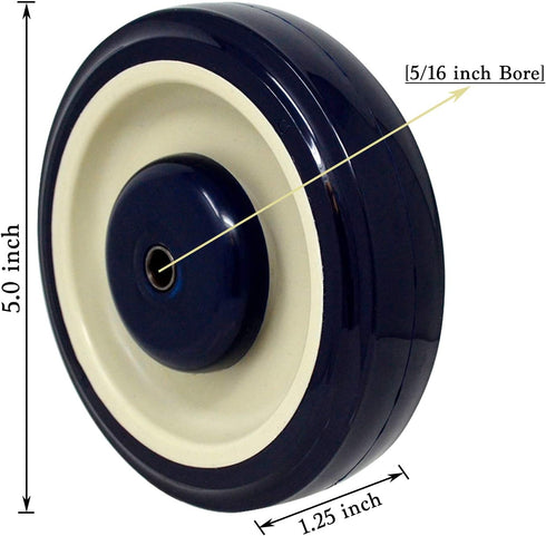 SYRATION 5" x1-1/4 5/16" 1400 Lbs (4-Pack 5/16" Shopping Cart Bore Polyurethane Wheel - Load Capacity Total