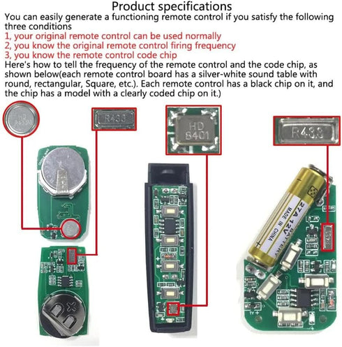 Gantch 4 433mhz Universal Copy Remote Key Smart Home Remote Control Key Fob, Buttons Cloning Wireless Remote Control