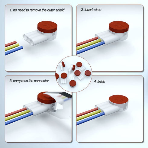 UR2 IDC Butt Connector Self-Stripping, Insulated and Moisture-Resistant for 2- or 3-Wire Connections