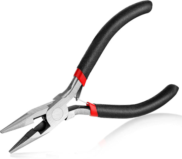 Small Needle Nose Pliers Set, 5 Inch Long Nose Pliers with Comfort Grip for Jewelry Making, Black