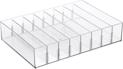 Hipiwe Cash Organizer, Clear Plastic Mail Tray with Removable Divider, 8 Slots for Cash Storage