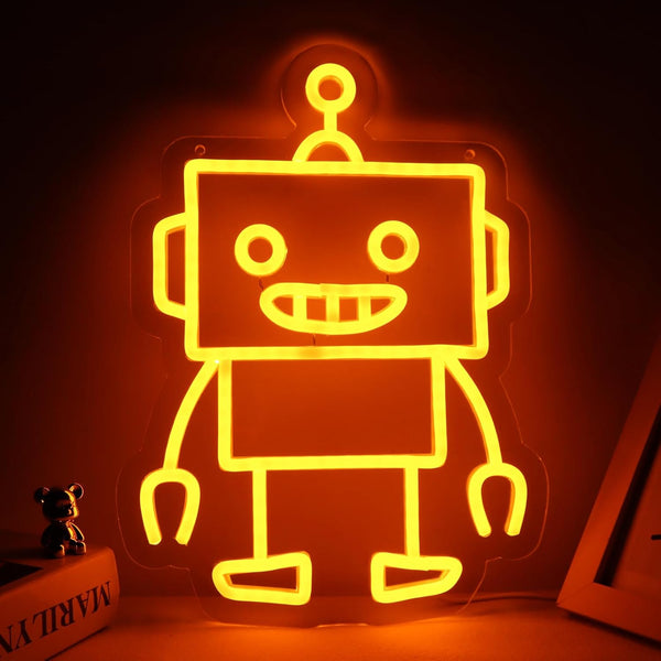 TOPQUALI Robot Neon Signs Robot LED Neon Light Decor for Game Room, Baby