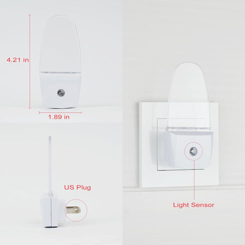 2 Pack GREENIC Red Plug in LED Night Light Dusk to Dawn Sensor for Bedroom, Bathroom, Kitchen, Hallway