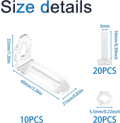 10Pcs 90 INCREWAY L-Shape Brackets Transparent Clear Acrylic Corner Bracket Degree Support Shelf Corner Brace Right