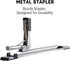Deli Long Reach Stapler, 20 Sheet Capacity, Long Arm Standard Stapler for Booklet or Book Binding, Silver