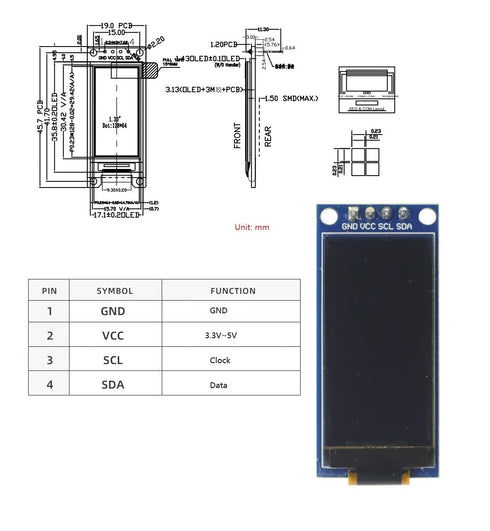 GODIYMODULES 1.3 Inch 64128 SH1107 OLED Display LCD Module LCD OLED Vertical Screen Module for Arduino Project DIY