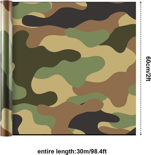 Tenceur 24 Inch x 100ft Bulletin Board Paper Roll, Fade Resistant for Classroom Decor (Camo)