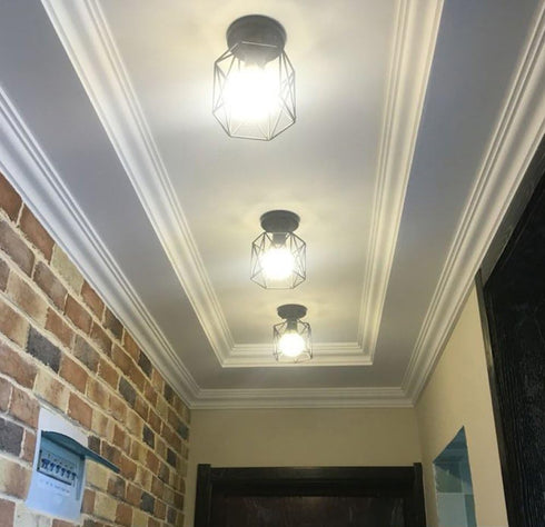 KOONTING Retro Vintage Industrial Flush Mount Ceiling Light, Mini Painting Metal Pendant Light Ceiling Light Fixture