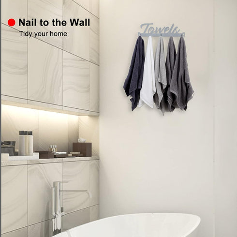 Over The Door Hooks - Towel Rack for Bathroom Towel Holder with 7 Coat Hooks for Bedroom Kitchen