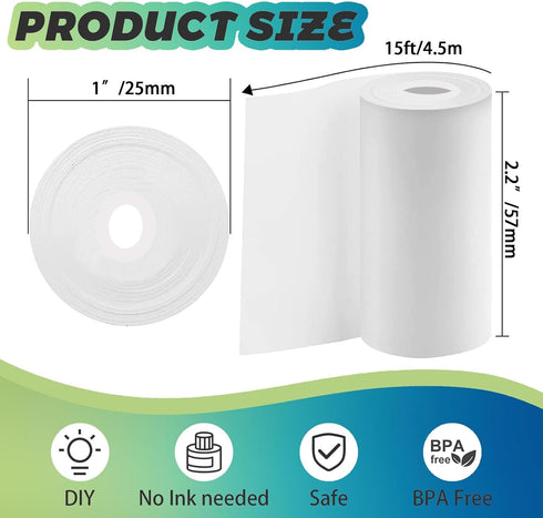 5 5 Rolls Thermal Printer Paper & Rolls Self-adhesive Stickers, White Printer Paper For Mini Sticker Receipt Printer