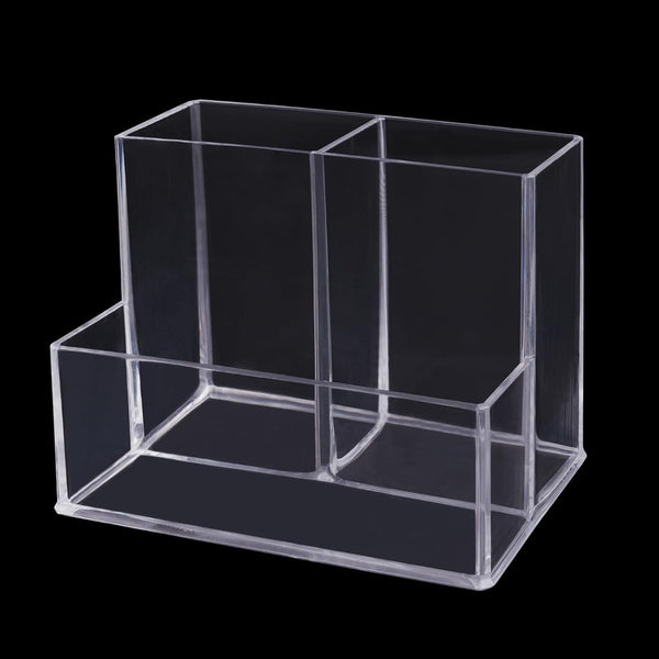 Clear Acrylic Pen Holder with 3 Compartments, Desk Organizers and Accessories