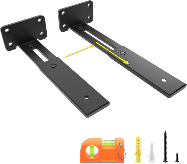 LEOPO Adjustable T Shelf Brackets Extensible 10/12/14 Inch 4-Pack ,1/5'' Thick Heavy