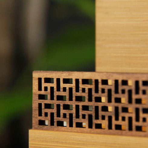 Bamboo Wood Business Card Holder, Professional Black Walnut & Natural Bamboo Case for Desk Organizer