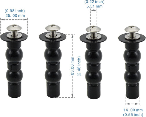 Toilet Seat Hinge Screw 2 Pack,Compatible with TOTO Toilet, Expanding Rubber Bolt Top Nuts Set for Top Mount Toilet Seat Tightening Kit Replacement,Toilet Seat Blind Hole Fixing Kit