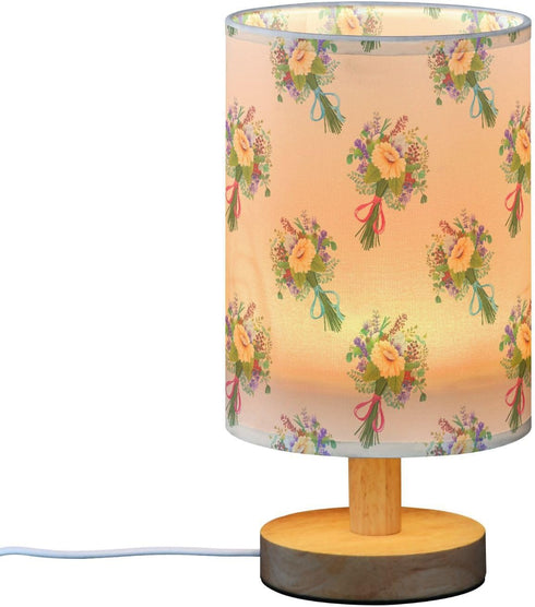 Lotupokon Sunflower Bouquet Floral Beige Table Lamp USB Desk Light Small Desk Lamp LED Bedside Lamps for Office Living