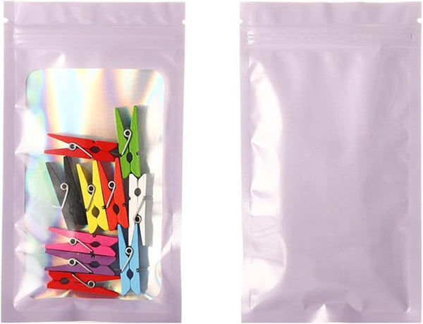 IRTGFHJE Flat Lock Bags 100PCS Aluminum Foil Window Zipper Storage Bag DIY Matcha