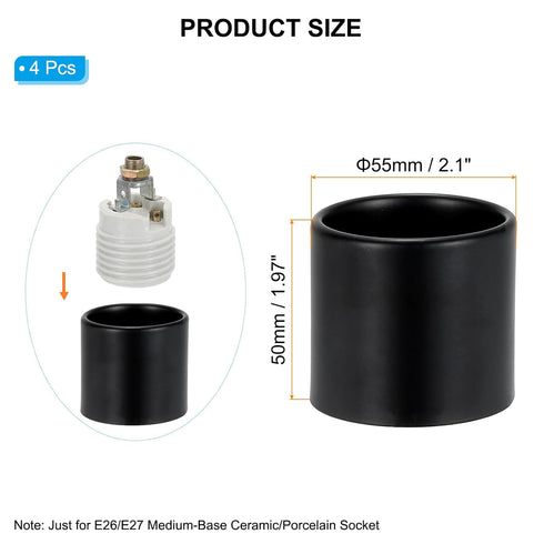 4pcs E26 E27 1-1/2 Inches 50mm 1.97" PATIKIL Light Socket Shade Ring, Medium Base Metal Sockets Lock Ceramic/Porcelain