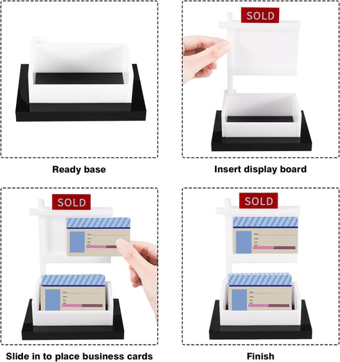 Real Estate Business Card Holder, Display Sold Sign for Realtor Business, Desktop Card Storage for Office Reception