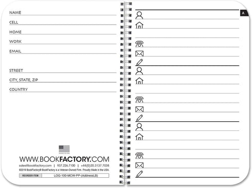 BookFactory Little Black Book, Pocket Address Book, Mini Black Address Book - 100 Pages, 3.5'' x 5.25''
