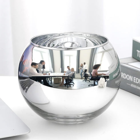 SNDEC Cubicle Accessories | 6'' Glass Candy Dish Desk Mirror | Home Office Aesthetic Table Vases