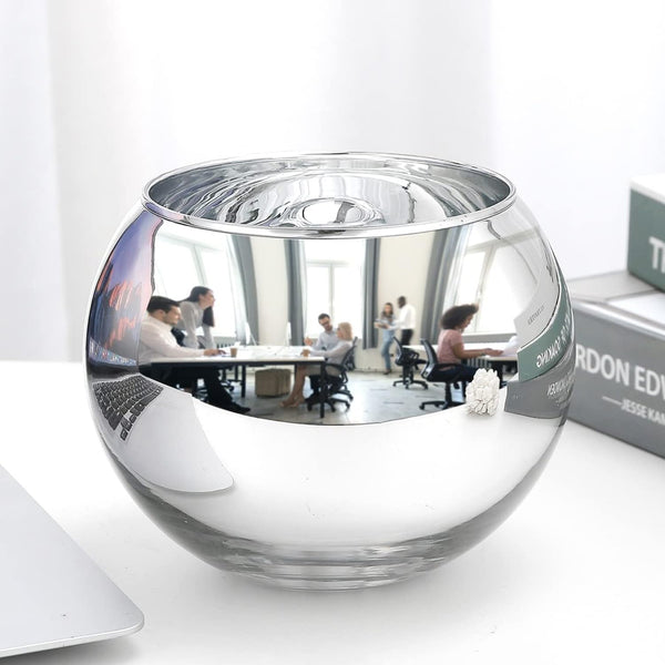 SNDEC Cubicle Accessories | 6'' Glass Candy Dish Desk Mirror | Home Office Aesthetic Table Vases