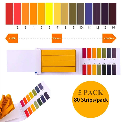 pH Test Strips, 5 Packs of 400 Strips pH 1-14 Test Paper for Urine, Saliva, Drinking Water, Pool, Spa