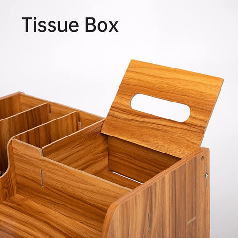 Wooden Desk Organizer - Multifunctional Home Office Art Supplies Organizer, Easy to Assemble (Light MDF Panel)