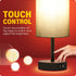 Yarra-Decor Bedside Lamps with USB Port - Touch Control Table Lamp Set of 2, Round Grey Fabric Shade
