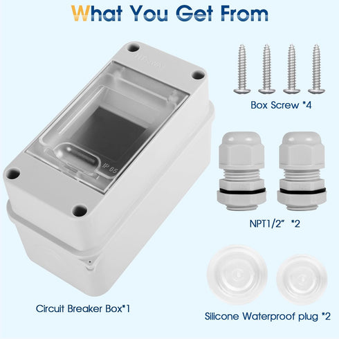 Waterproof Distribution Protection Box, IP65 ABS Plastic Breaker Electrical Box with Transparent Cover for Circuit