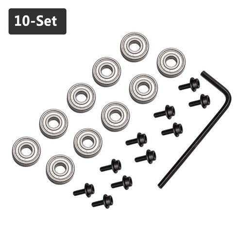 Yakamoz 2Pcs 1/4'' Set 10 Shank Top and Bottom Bearing Guide Flush Trim Pattern Router Bit Woodworking Cutter Tool
