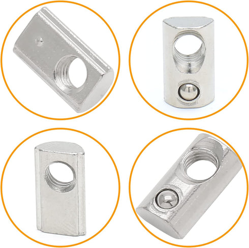 Qjaiune 30Pcs M8 4040 M8 3D 4040 8mm Spring T Nut Aluminum Extrusion T Nuts, Roll-in T Spring Nuts, Half Round T Nut