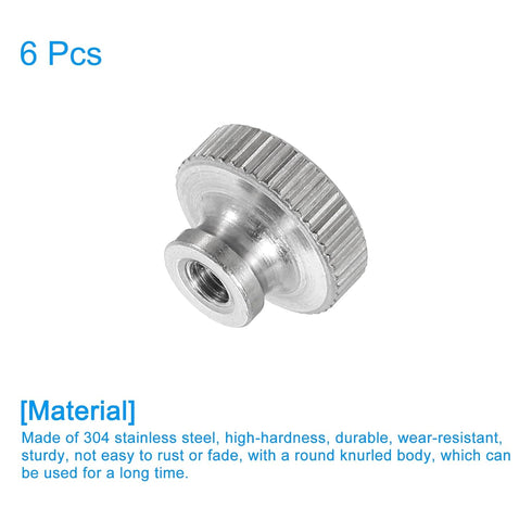 uxcell 6Pcs M3 x D11mm x H7mm Stainless Steel Knurled Thumb Nuts, Silver Fasteners for 3D Printer Parts