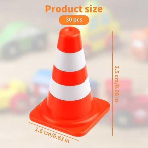 Pretwad 30pcs Mini Traffic Cones, Plastic Miniature Road Safety Cones Training Small Sports Construction Barricades
