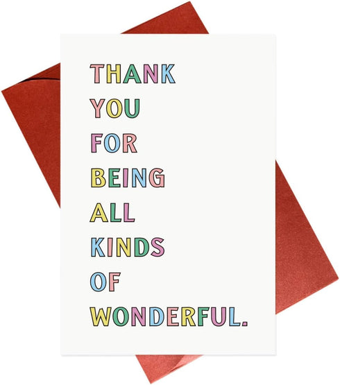 Gonzey Funny Thank You Card, Appreciation Cards for Best Friend, Coworker, Bridesmaid, Doctor, Nurse, Teacher