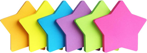 Star Shape Sticky Notes 6 Color Bright Colorful Sticky Pad 75 Sheets/Pad Self-Sticky Note Pads (6 Pads) by SIMONA