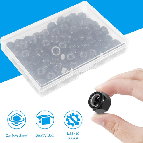 Yinpecly 150Pcs M3 0.5mm M3 x Nylon Insert Hex Lock Nuts Carbon Steel Zinc Plated Locknuts Self-Locking Nut Metric
