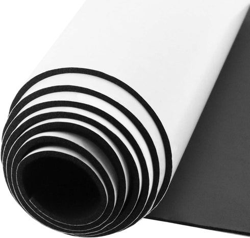 Foam Insulation Neoprene Sheets with Adhesive, Multi-Function Soundproof Marine Closed Cell Rubber Roll (Black)