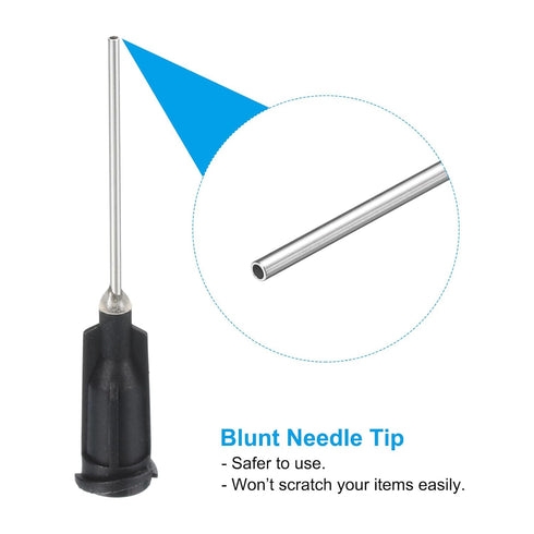 PATIKIL 19Ga x 1 Inch Dispensing Needle Tips, 50Pcs Blunt Tips with Luer Lock for Glue Oil Applicator, Black