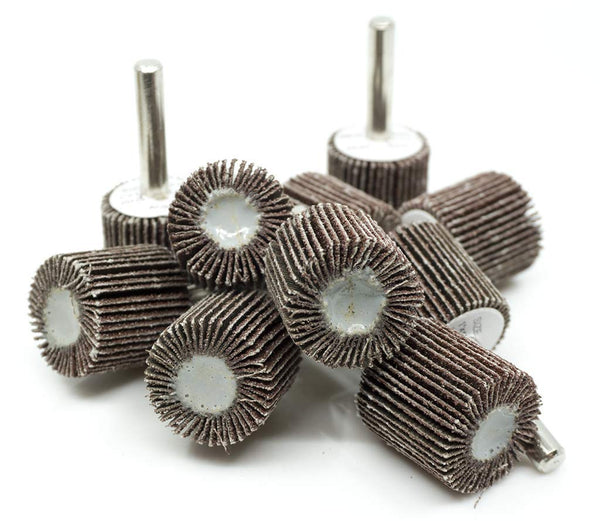 Benchmark Abrasives 1" x 1" Aluminum Oxide Flap Wheel with 1/4" Shank - 10 Pack, 60 Grit